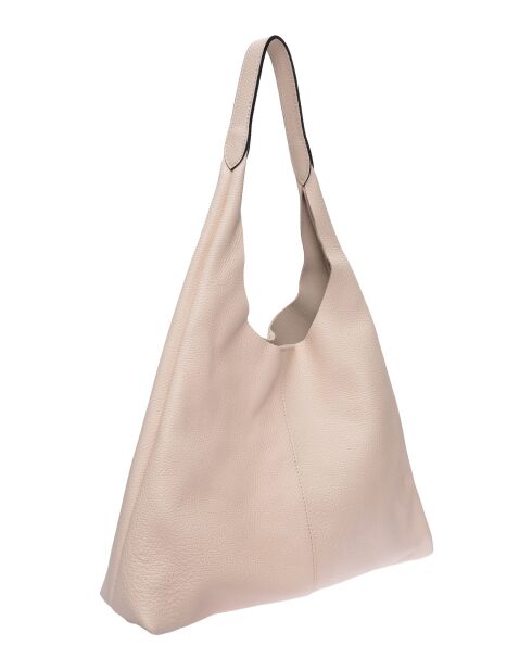 Sac Hobo en cuir Emma beige - 33x43x10 cm