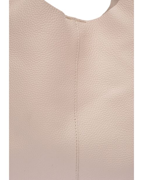 Sac Hobo en cuir Emma beige - 33x43x10 cm