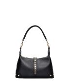 Schwarze Schultertasche aus Saphira-Leder - 17x28x7 cm