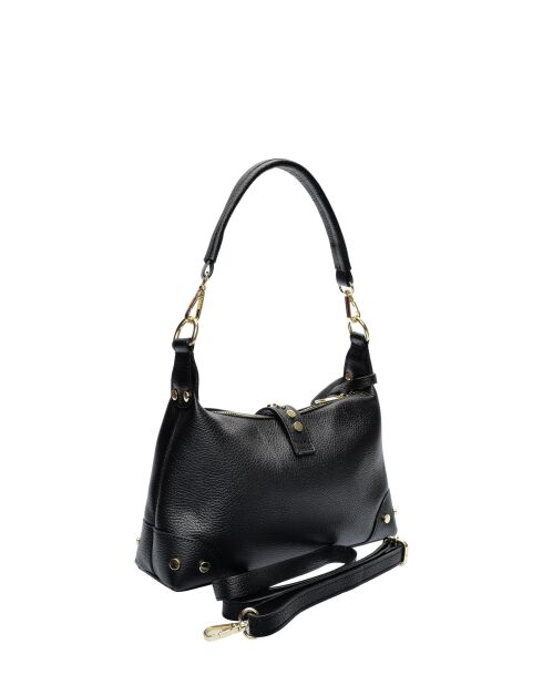 Schwarze Schultertasche aus Saphira-Leder - 17x28x7 cm