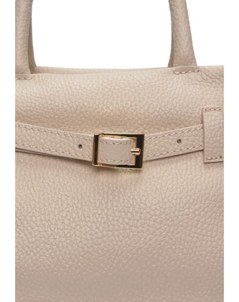 Bolso de piel beige ámbar - 17,5x26x13 cm