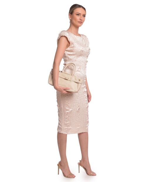 Bolso de piel beige ámbar - 17,5x26x13 cm