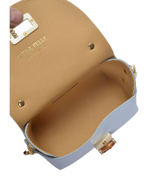 Bandolera de piel Cecilia celeste - 13x19x9 cm