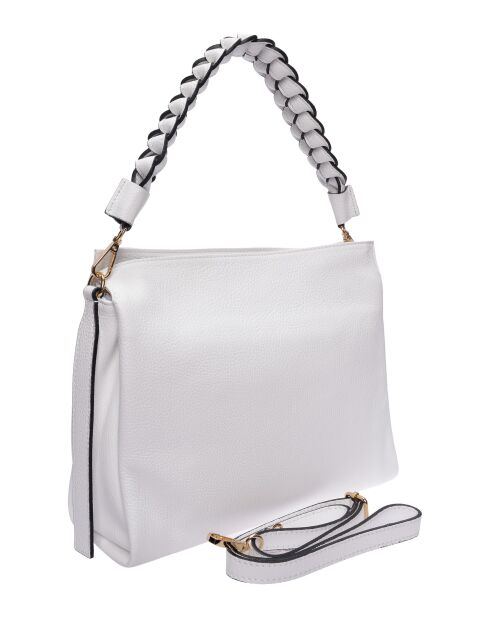 Bandolera Clara de piel blanca - 26x30x10 cm