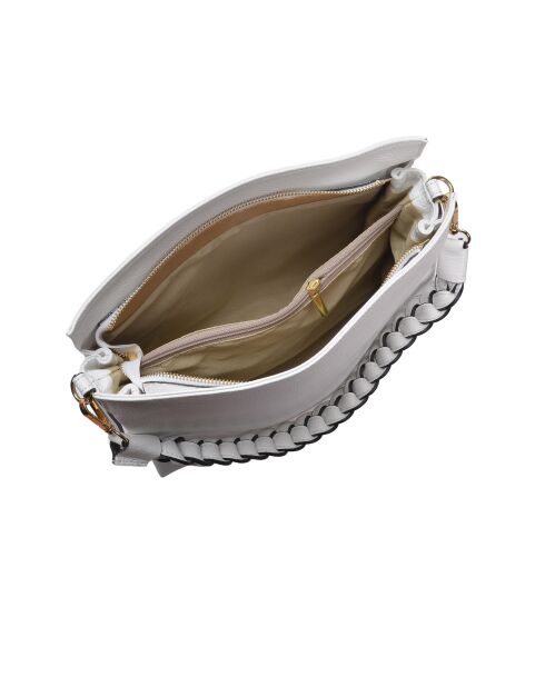 Bandolera Clara de piel blanca - 26x30x10 cm