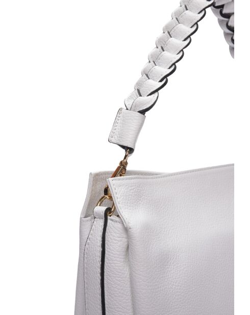 Bandolera Clara de piel blanca - 26x30x10 cm