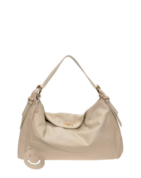Bolso Helena de piel beige - 28x47x8 cm