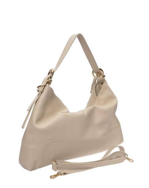 Bolso Helena de piel beige - 28x47x8 cm