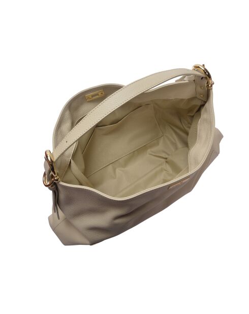Bolso Helena de piel beige - 28x47x8 cm