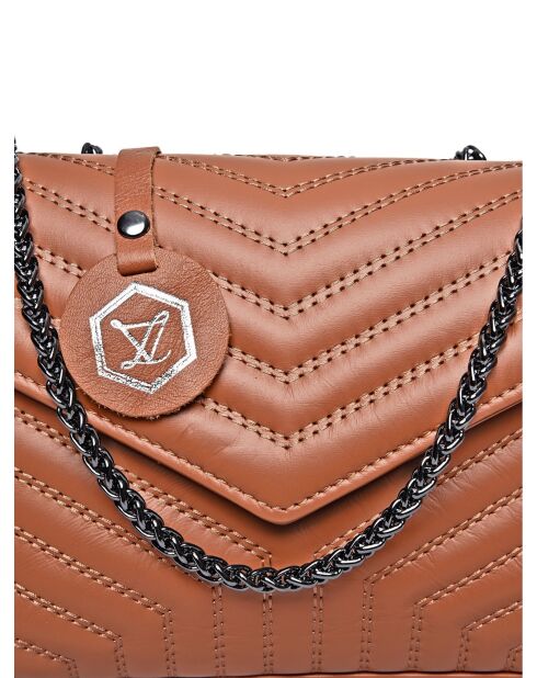 Clarissa cognac leren schoudertas - 16x21x8 cm