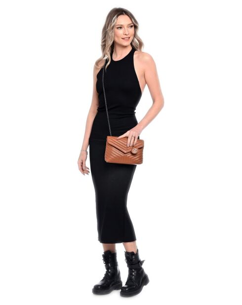 Clarissa cognac leren schoudertas - 16x21x8 cm