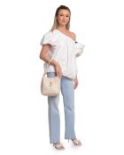 Borsa Theodora in pelle beige - 20,5x21x8 cm