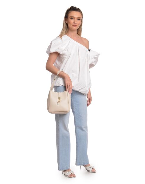 Theodora beige Lederhandtasche - 20,5x21x8 cm