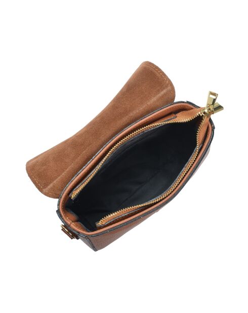 Bandolera Cordelia de piel coñac - 15x20x6 cm
