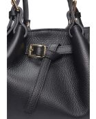 Bolso Isabella de piel negra - 20x34x8 cm