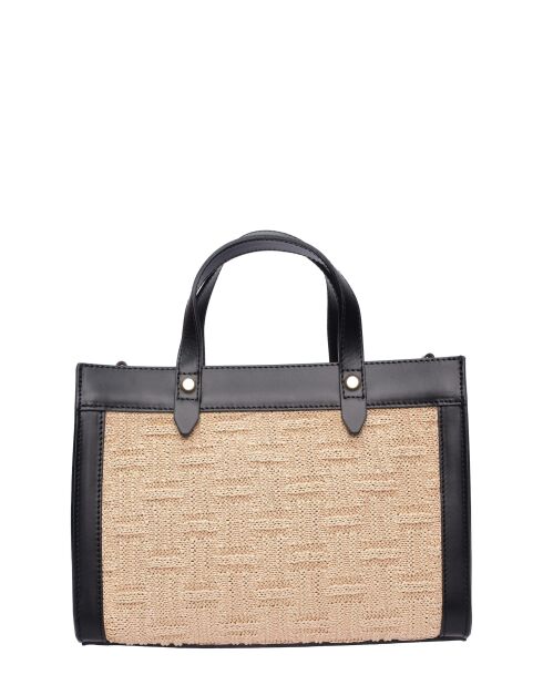 Maëlys zwart/beige leren draagtas - 22x28x8 cm