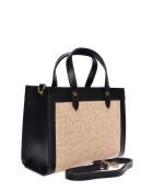 Maëlys zwart/beige leren draagtas - 22x28x8 cm