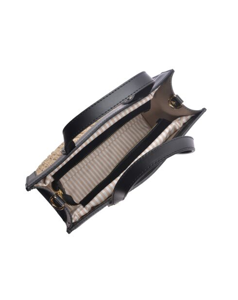 Maëlys zwart/beige leren draagtas - 22x28x8 cm