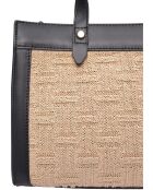 Maëlys zwart/beige leren draagtas - 22x28x8 cm