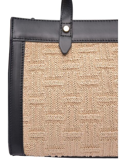 Maëlys zwart/beige leren draagtas - 22x28x8 cm