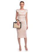 Maëlys zwart/beige leren draagtas - 22x28x8 cm