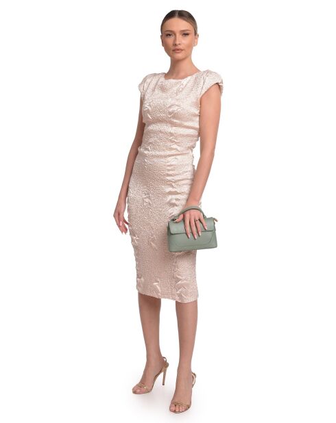 Handtasche Alicia aus mintfarbenem Leder - 12,5 x 21 x 8,5 cm