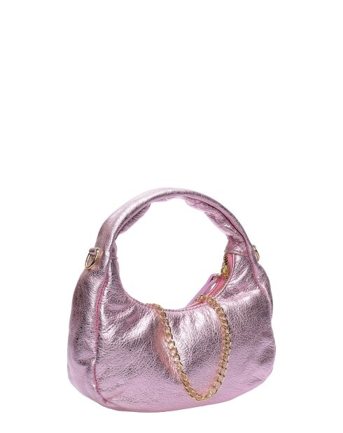 Mathilde roze leren hobotas - 10x20,5x6 cm