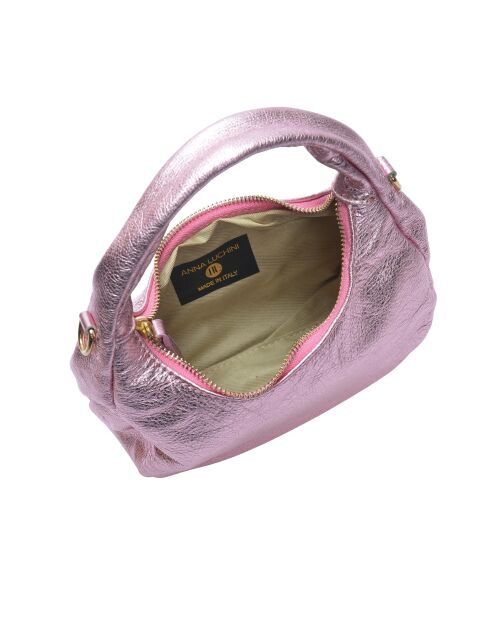 Mathilde roze leren hobotas - 10x20,5x6 cm