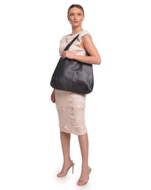 Bolso Hobo de piel negra Natalia - 33x43x10 cm