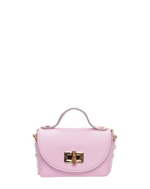 Roze leren schoudertas Geneviève - 13x19x9 cm