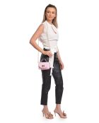 Roze leren schoudertas Geneviève - 13x19x9 cm