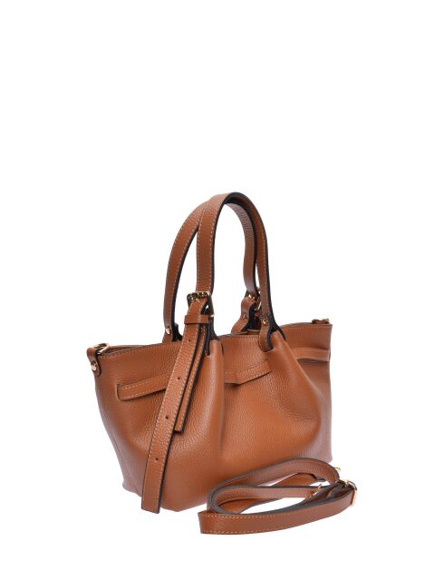 Bolso Valentina de piel coñac - 20x34x8 cm