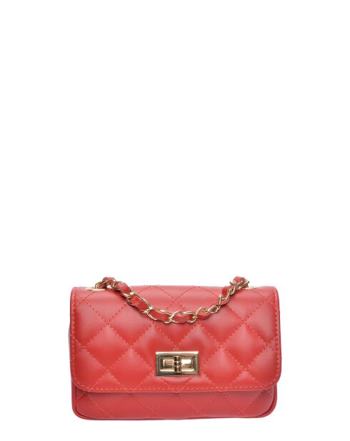 Sarah rode leren schoudertas - 12x19,5x5 cm