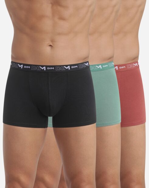 3 Boxers Coton Stretch Men noir/vert