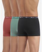 3 Boxershorts aus Stretch-Baumwolle Herren schwarz/grün