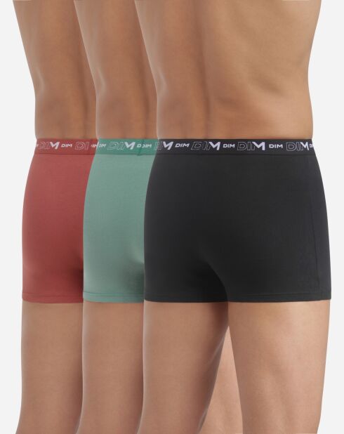 3 Boxers Coton Stretch Men noir/vert