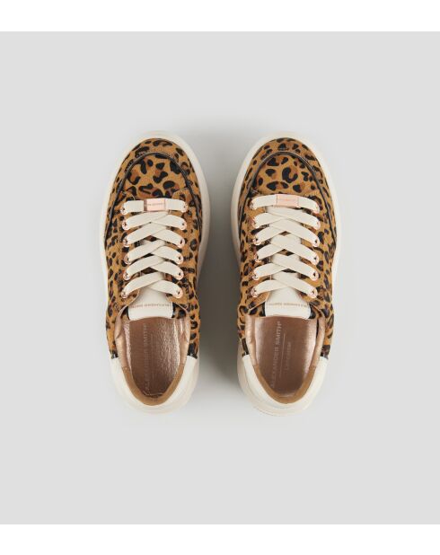 Sneakers Lancaster aus sandfarbenem und weißem Leder