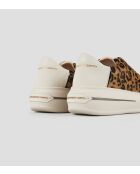 Sneakers Lancaster aus sandfarbenem und weißem Leder