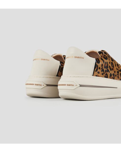 Sneakers Lancaster aus sandfarbenem und weißem Leder