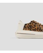 Sneakers Lancaster aus sandfarbenem und weißem Leder