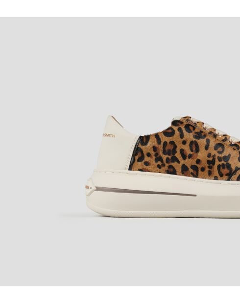 Sneakers Lancaster aus sandfarbenem und weißem Leder