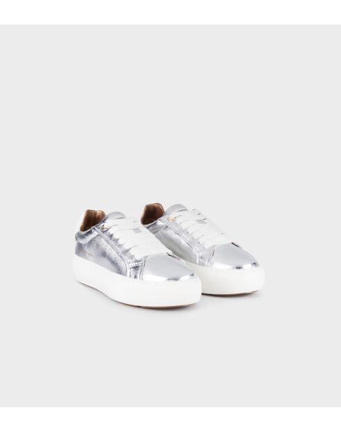 Sneakers Soho aus silberweißem Leder