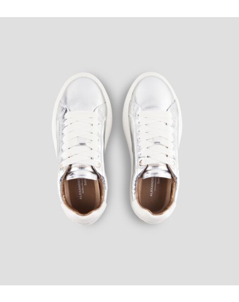 Sneakers Soho aus silberweißem Leder