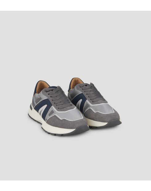 Sneakers en cuir Liverpool gris lumière/bleu