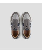 Sneakers en cuir Liverpool gris lumière/bleu