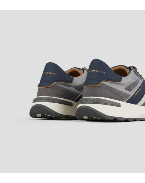 Sneakers en cuir Liverpool gris lumière/bleu