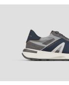 Sneakers en cuir Liverpool gris lumière/bleu