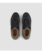 Liverpool militaire zwarte leren sneakers