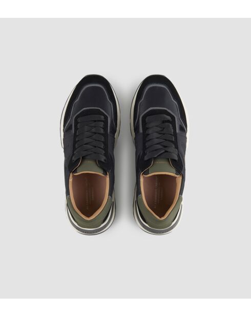 Liverpool militaire zwarte leren sneakers