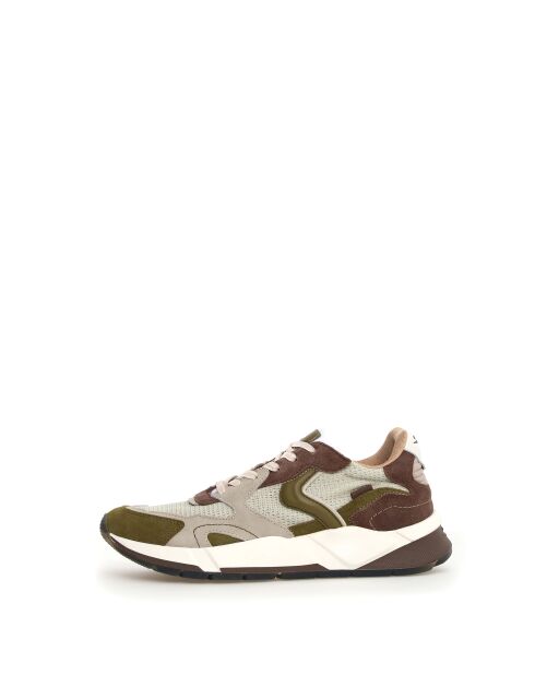 Sneakers en cuir CLUB19 vert armée/brun sable